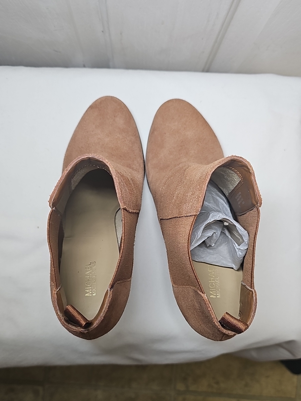 Michael Kors Lotti Suede Block Heel Ankle Booties - Brown - Picture 9 of 13